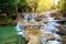 soft water of the stream in the natural park, Beautiful waterfall in rain forest ( Maekampong Waterfall, Thailand).