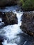 Soft white water, hard black rocks