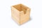 A soft wooden box rests on a white background