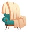 Soft wooden chair with blanket thrown furniture
