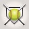 Softball, Bat, and Homeplate Emblem Illustration