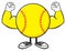 Softball Faceless Cartoon Mascot Character Flexing
