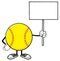Softball Faceless Cartoon Mascot Character Holding A Blank Sign