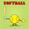 Softball Faceless Player Cartoon Mascot Character Holding A Bat And Ball.