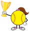 Softball Girl Faceless Cartoon Character Holding A Trophy Cup