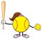 Softball Girl Faceless Cartoon Mascot Character Holding A Bat And Ball.