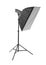 A softbox isolated on the white background. A professional stripbox. Photo studio equipment. Flashlight and outbreak.