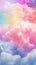 Softly lit clouds with a radiant rainbow gradient. Abstract beautiful sky. Magic heaven. Copy Space. perfect for