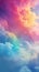 Softly lit clouds with radiant rainbow gradient. Abstract beautiful sky. Magic heaven. Copy Space. Perfect for artistic