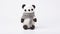 Softly Organic Knitted Panda Toy With Scarf On White Background