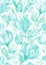 Softness floral seamless pattern. Watercolor painting teal flowers with green leaves on white background
