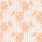 Softness peachy colored striped floral vector seamless pattern. Hand drawn abstract flowers and curly ribbon on white background.