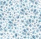 Softness watercolor seamless floral pattern with blue flowers and leaves with gold