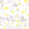 Softness watercolor seamless spring floral pattern with narcissus flowers