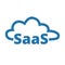 Software as a service. SaaS technology icon, logo. Packaged software, decentralized application, cloud computing. Gear
