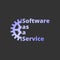 Software as a service. SaaS technology icon, logo. Packaged software, decentralized application, cloud computing. Gear