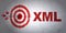 Software concept: target and Xml on wall background