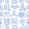 Software development seamless pattern with flat line icons. Programming language background, application, api, computer