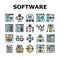 software engineer computer code icons set vector