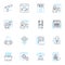 Software engineering linear icons set. Coding, Algorithms, Testing, Deployment, Documentation, Refactoring, Architecture