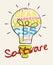 Software Lightbulb Represents Browsing Programs 3d Illustration