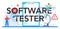 Software tester typographic header. Application or website code test
