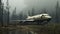 Soggy Forest: A Massurrealistic Crashed Airplane In Iconic Fictional Landscape