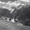 The Soglio village and Piz Badile, Pizzo Cengalo, and Sciora peaks in the Bregaglia range - Switzerland