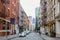 Soho empty street with cast iron buildings in New York