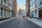 Soho empty street with cast iron buildings in New York