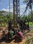 soil drilling with a simple drilling machine in the village of Bejiharjo