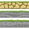 Soil seamless layers. Layer of soil with grass and stones