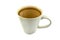A soiled white ceramic mug with a coffee and tea residue inside, isolated on a white background with a clipping path.