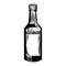 Soju bottle isolated on white background. Glass vodka bottle in vintage engraved style