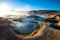 Sol de Manana geysers and geothermal area in the Andean Plateau in Bolivia