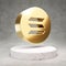 Solana cryptocurrency icon. Gold 3d rendered icon on white marble podium