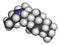 Solanidine potato toxin molecule. 3D rendering. Atoms are represented as spheres with conventional color coding: hydrogen (white