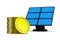 Solar battery and bitcoin on white background. Isolated 3D illus