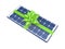 Solar battery decorated with a green ribbon.