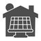 Solar battery with sun and house solid icon, smart home symbol, solar panels batteries and green energy vector sign on