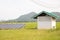 Solar cell panel installed in remote area for generating electricity from sun light to the house for living and agriculture shows