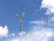 Solar cell pole isolated with blue sky