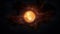 solar eclipse disk on black night sky, dark background with black hole wormhole