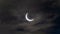 Solar eclipse. Full moon or lunar with light on sky in dark at night sky background. Space astronomy. Nature phenomena