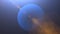 Solar Eclipse over Neptune Planet. Big, blue planet Neptune and rising sun over. Realistic High quality 4K animation, silhouette f