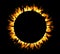 Solar eclipse, round fire frame.