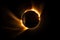 a solar eclipse is seen in the dark sky with a bright orange light coming from the center of the sun\\\'s shadow and a black