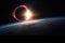 Solar eclipse seen from space. Generative ai