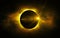 Solar Eclipse Sun Light Glowing in Universe. Full Orange Eclipse Lunar With Sun Shine Energy