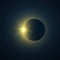 Solar eclipse. Total eclipse of the sun with corona. Full solar eclipse phenomenon. Star shining. Space background. Vector